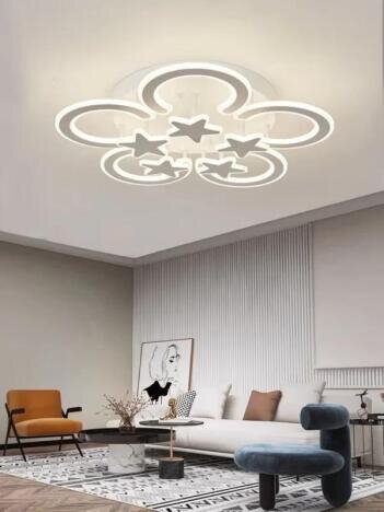 Lustra LED 210 W Circle Star White, LED inclus, 10 surse de iluminare, Lumina: Cald, Natural, Rece,